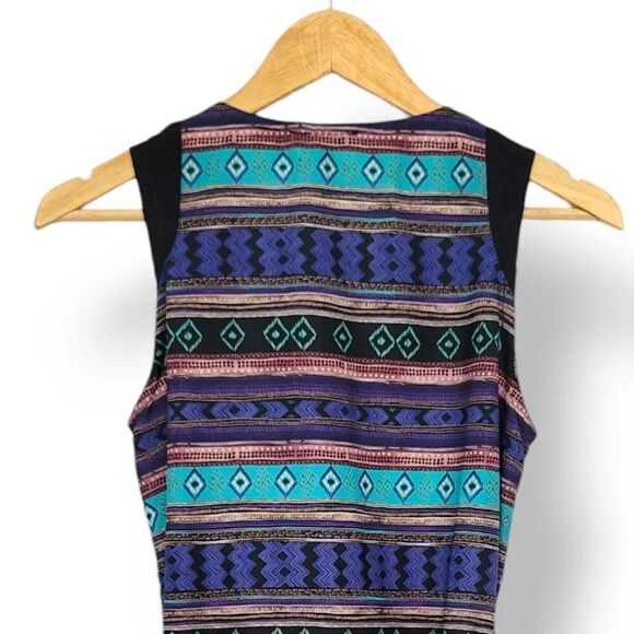 NEW Aqua Southwestern Striped Sleeveless Button Down Belted Shirt Dress Size Med - Picture 6 of 12